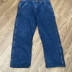 Smith's Workwear Fleece Lined Carpenter Pants Men's Size 40 X 32 Blue Jeans